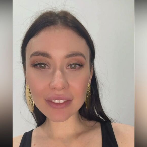 Zara Gold Oval Earrings - Picture 6 of 9